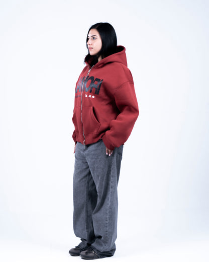 Burgundy Zip-up Hoodie
